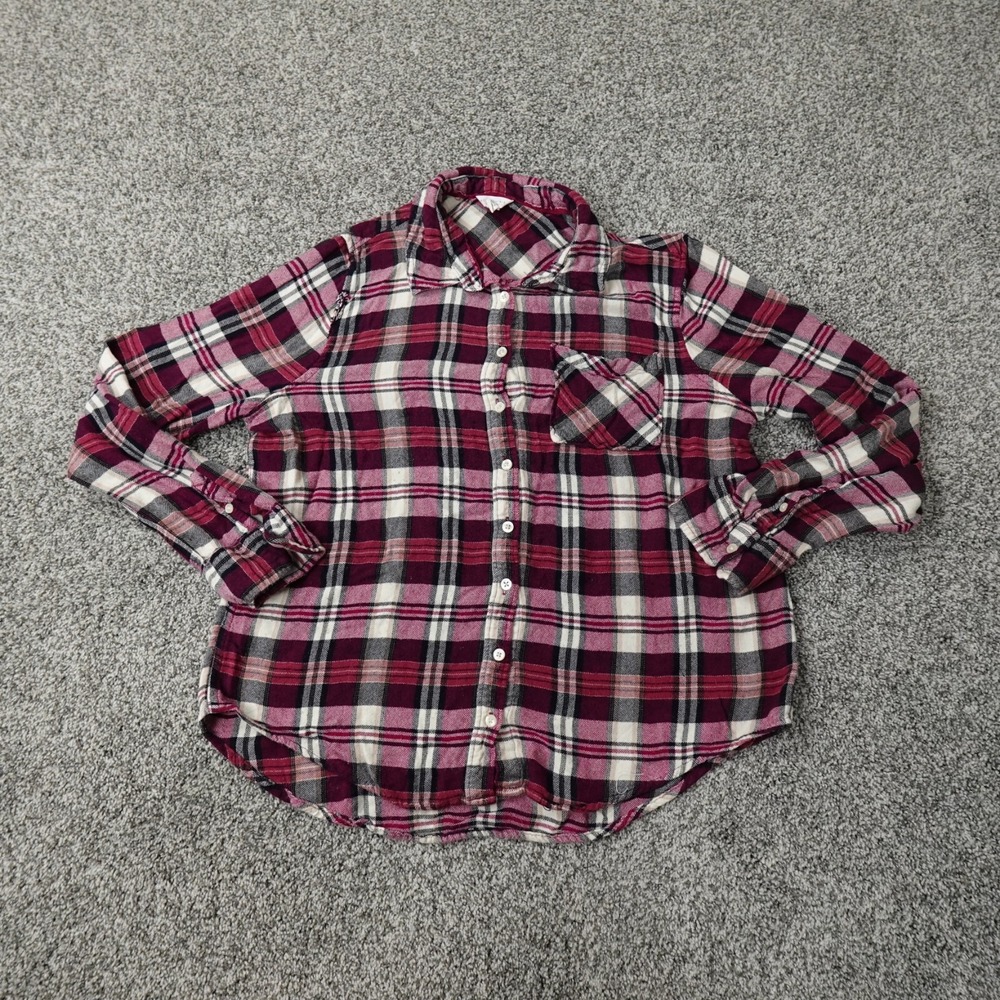Aeropostale Shirt Womens Extra Large Red White Long Sleeve Button Up Preppy A87